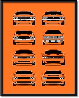 CUSTOMIZABLE COLOR: Dodge Challenger Generations Inspired Car Poster - Handmade Print of Challenger SRT - 11x14" Metallic Print (Unframed)-Perfect Gift Car Enthusiast
