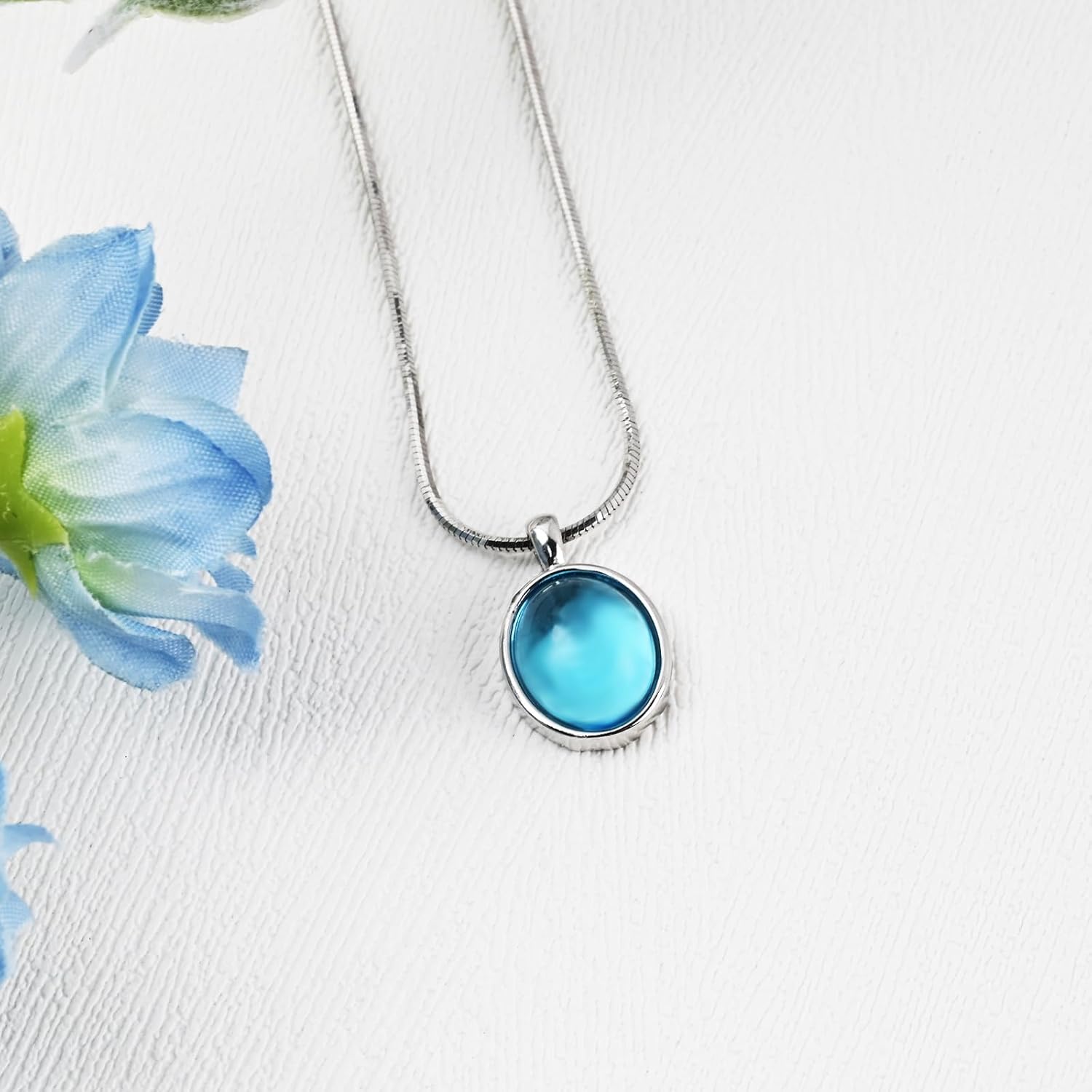 925 Sterling Silver Aquamarine Necklace Oval Blue Pendant Necklace March Birthstone Necklace for Women Handmade Aquamarine Jewelry for Gift - Image 4