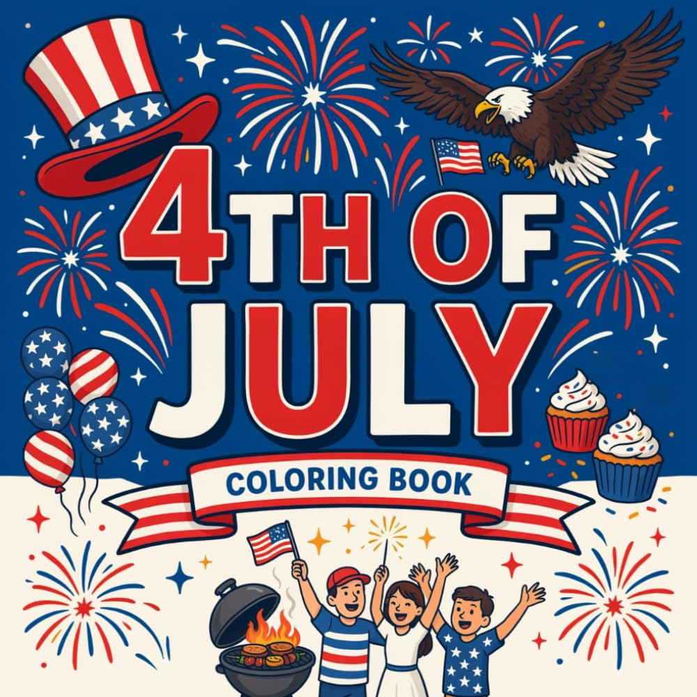 4th of July Coloring Book: Patriotic Fun and Creative Coloring Pages for Kids, Teens, and Adults