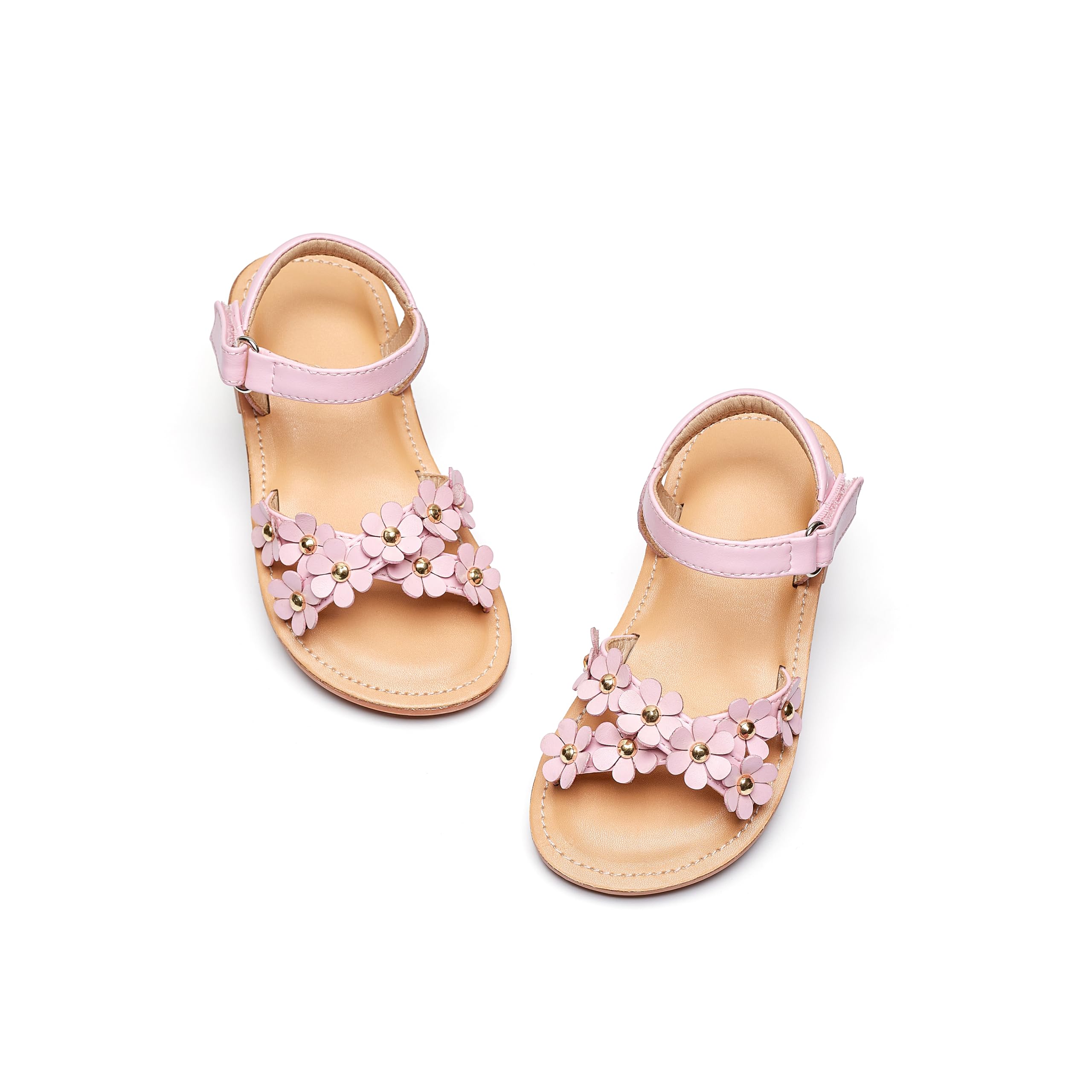 Flaryzone Toddler Girls Sandals Open Toe Flats Flower Girl Dress Shoes