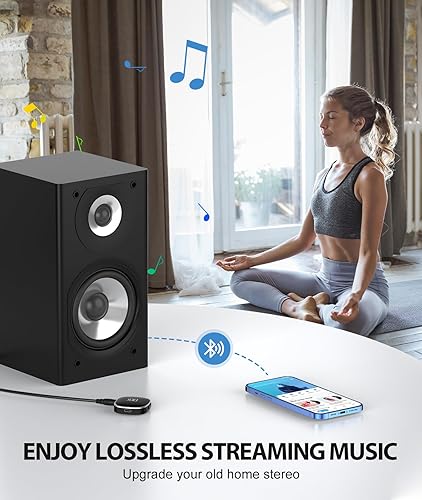 Vista 6 de COMSOON Adaptador Bluetooth AUX para Coche, [Pantalla LED] Receptor Bluetooth 5.3 para Altavoz/Estéreo Doméstico/Auriculares con Cable, Receptor