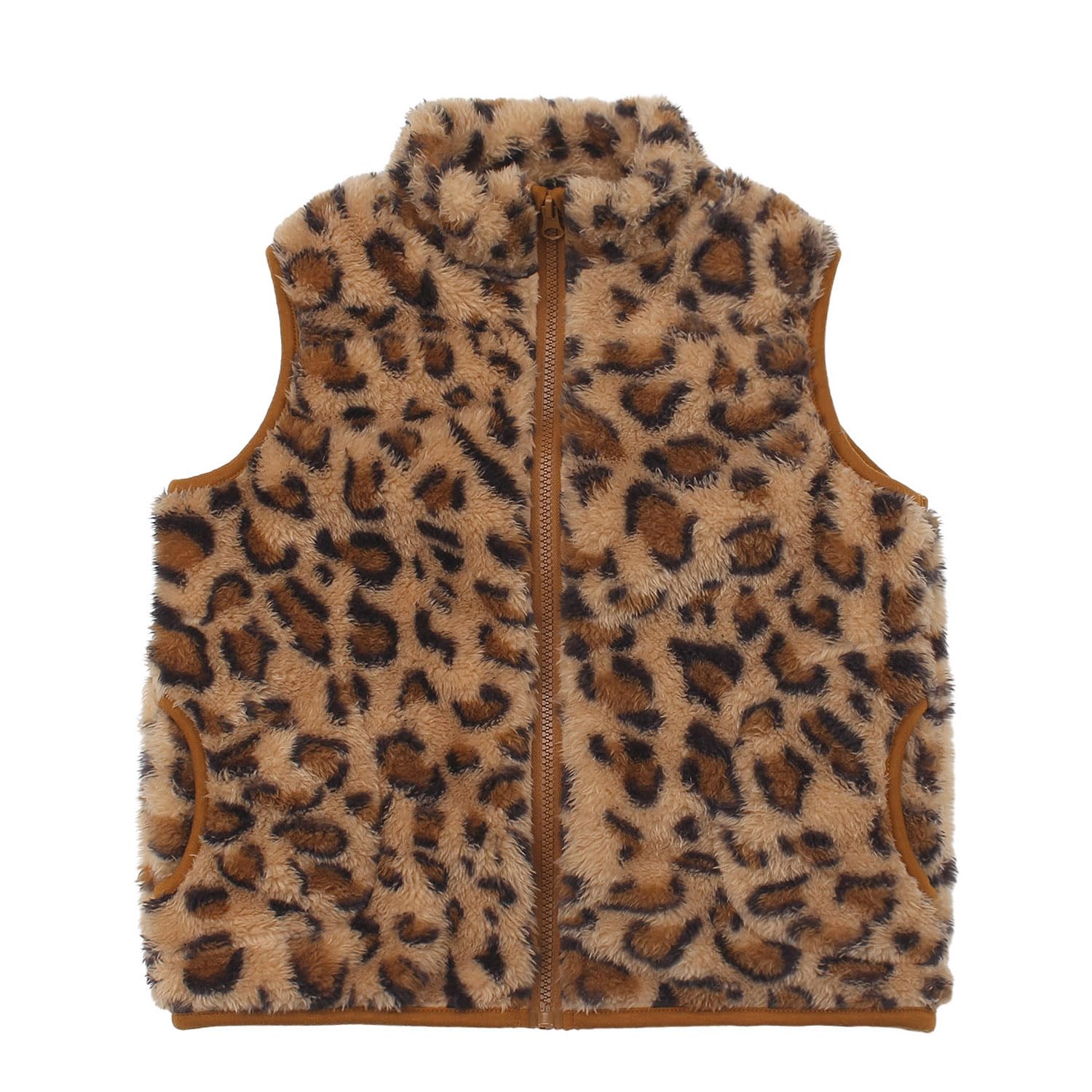 JESKIDS Girls' Boys Sherpa Fleece Vest Outwear Lightweight Solid Color Cute Jacket with Pockets 2-11 Years