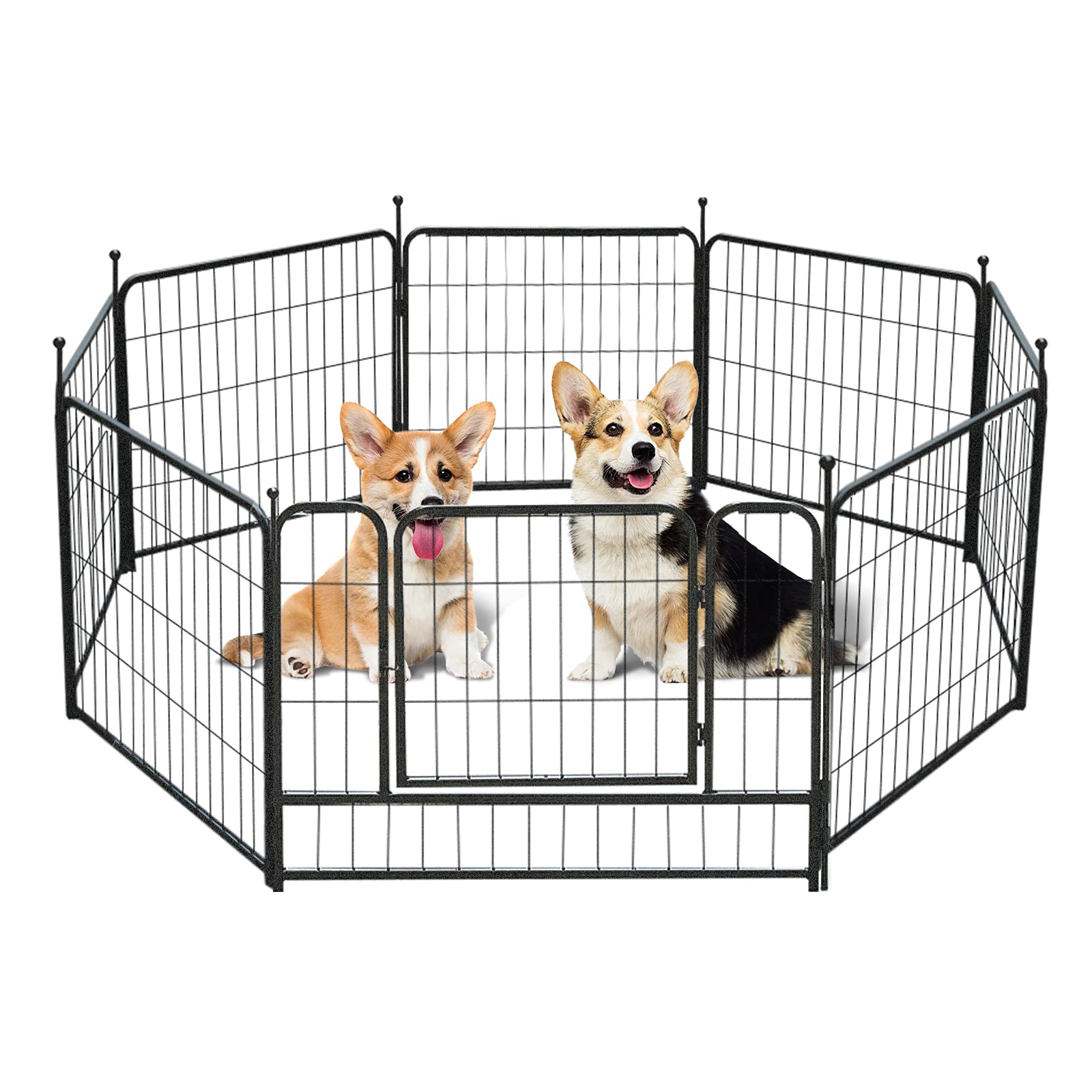 Dog Fence 8 Panels 24" H Portable Metal Play Pen Outdoor/Indoor Temporary Dog Fences Wire Runs