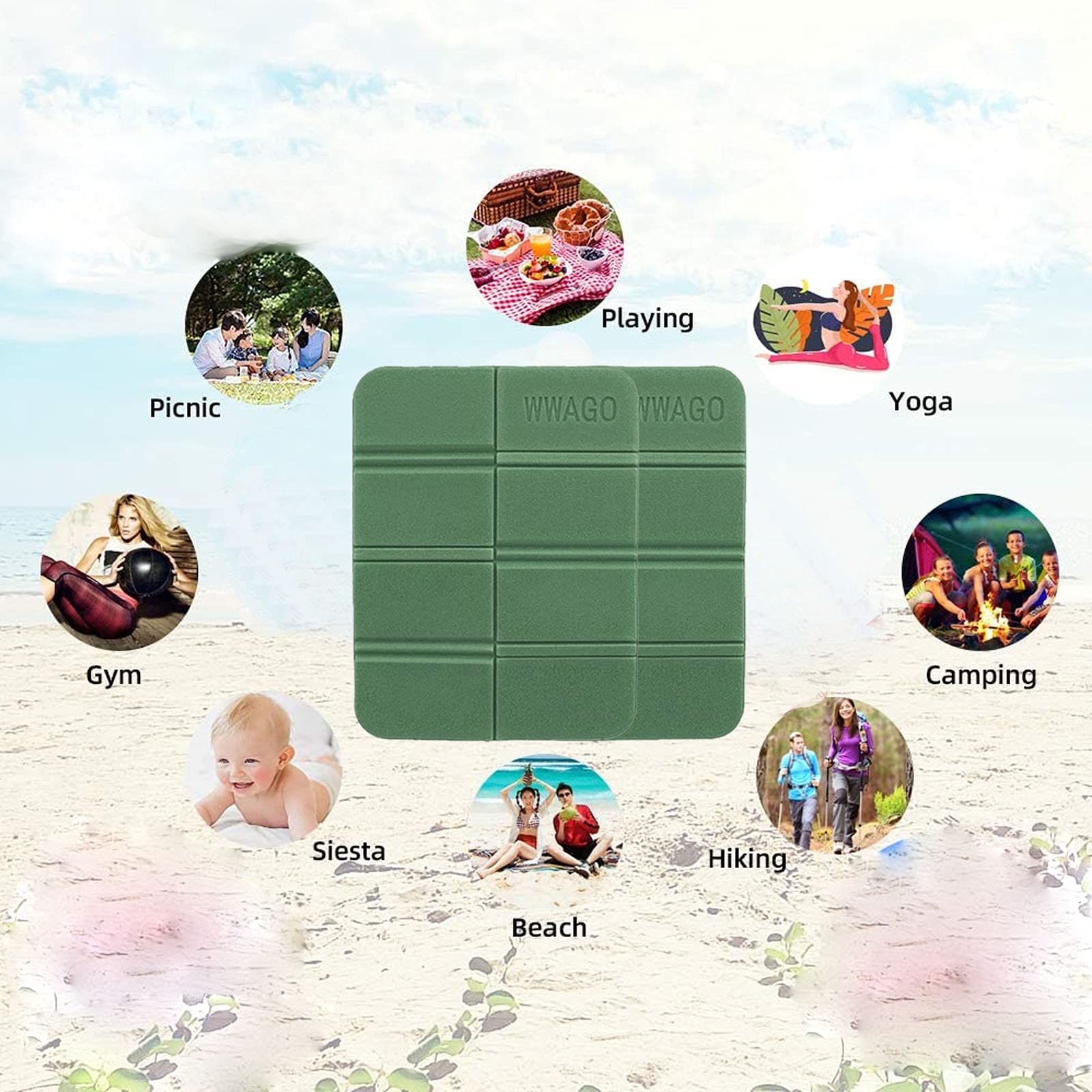 2 Tappetini Pieghevoli Per Esterni - Impermeabili, Leggeri, XPE - Ideali Per Spiaggia, Picnic, Trekking - Foto 4