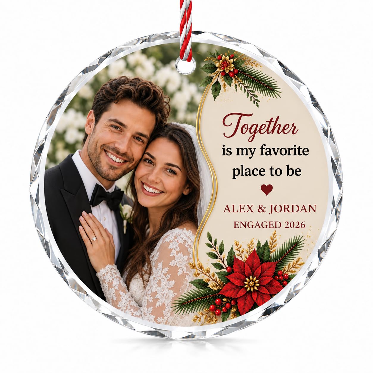 Bemaystar Personalised Couple Christmas Bauble, Custom Wedding Photo Bauble