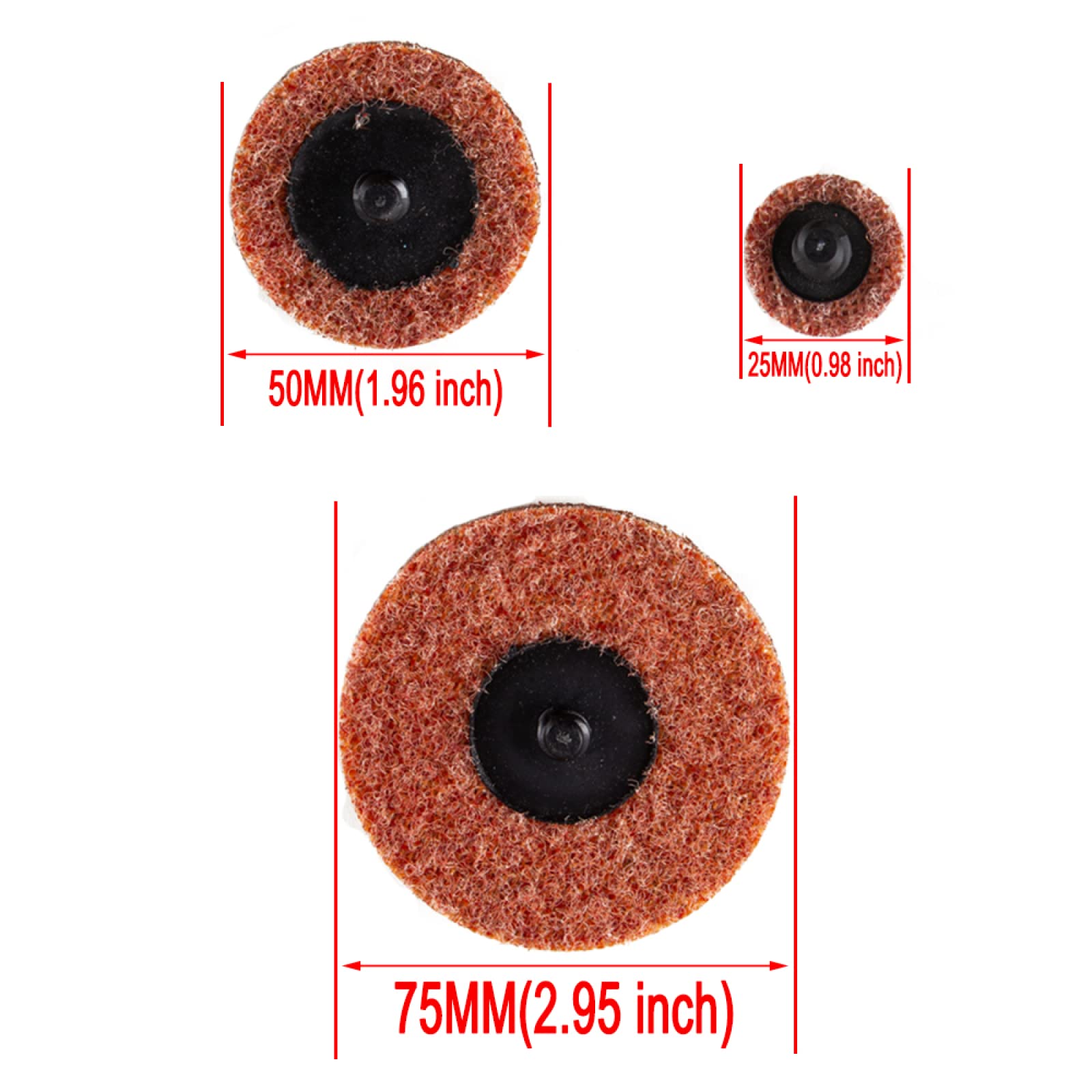 10 Stück 1 "/ 2" / 3 Zoll Rollenverschluss Oberflächenpolieren Schnellwechselscheibe Schleifpad R Typ 75 Mm Vliesscheibe,mittel 75mm