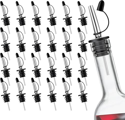 Vertedores de botellas de licor, caños vertedores con acero inoxidable 304, vertedores de licor con tapones de goma para polvo, aptos para