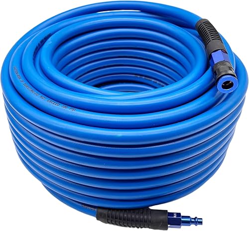 Miniatura 8 de Manguera de aire híbrida (PVC) de 1/4 pulg. x 25 pies, manguera de compresor de aire 300 PSI de alta resistencia, resistente a los dobleces