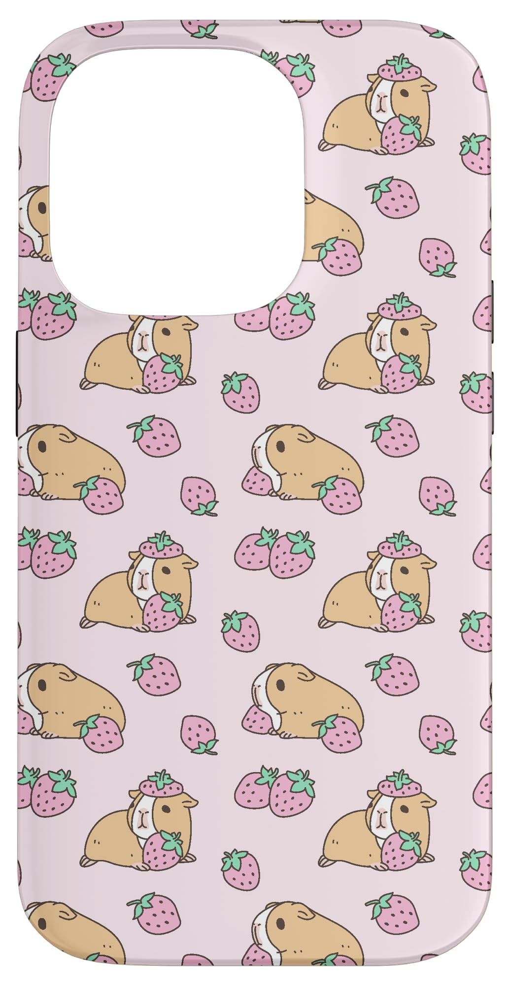 Cute Guinea Pig with Strawberry Beret Case for iPhone 14 Pro