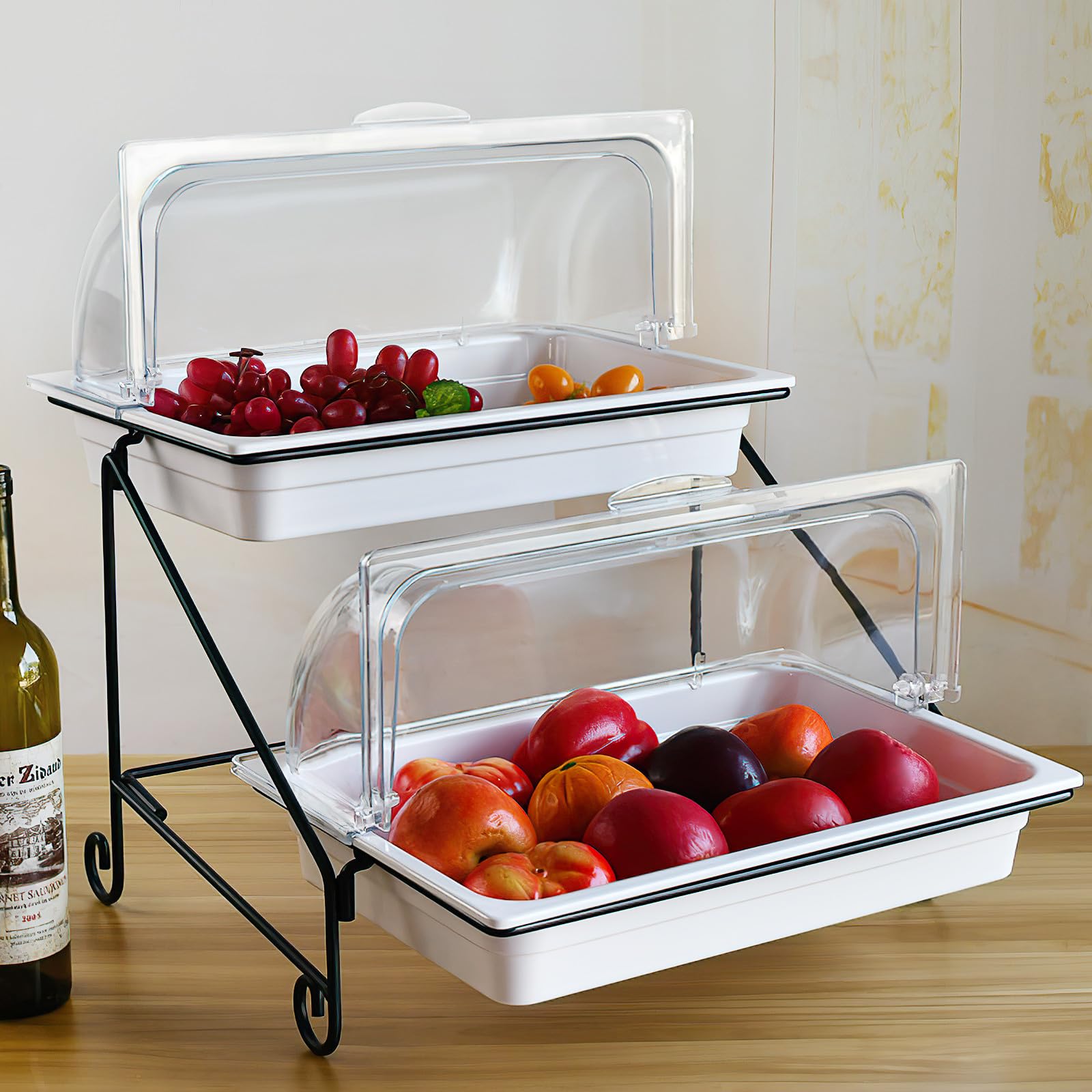 TOYANDONA Copertura Antipolvere per Torta e Copertura Vetrina Dessert in Acrilico Trasparente, Coperchio per Servire Pane Apertura Completa, Espositore per Pasticceria per Buffet