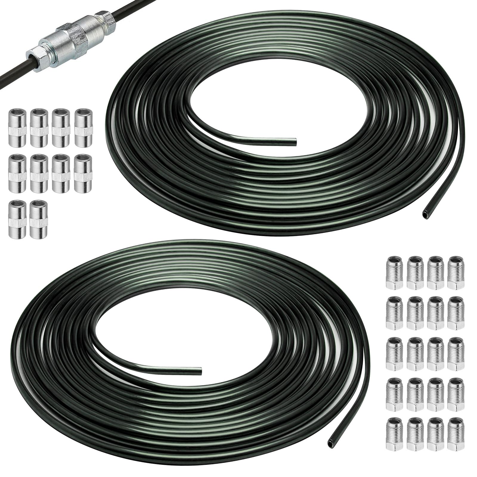 Set di tubi del freno in acciaio, 10 m Ø 4,76 mm rivestito in pvf, tubo del freno rame rivestito in rame, per riparazione sistema di frenatura auto (2 × 5 m)