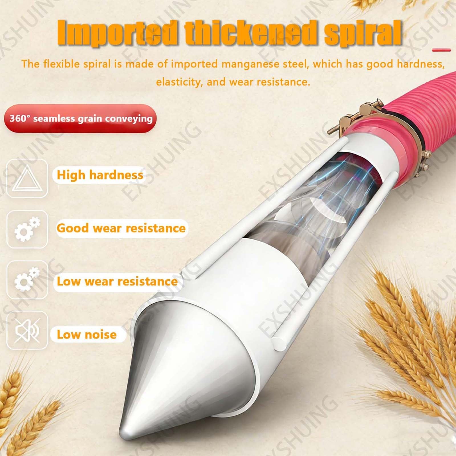 Flexible Förderschnecke Für Pellets, Tragbare Getreidesaugmaschine (2200 W), 220–440 Lb/Min Förderleistung Für Getreide, Zement, Sand, Sägemehl, Landwirtschaft, Brauerei(1.5m (58.8in))