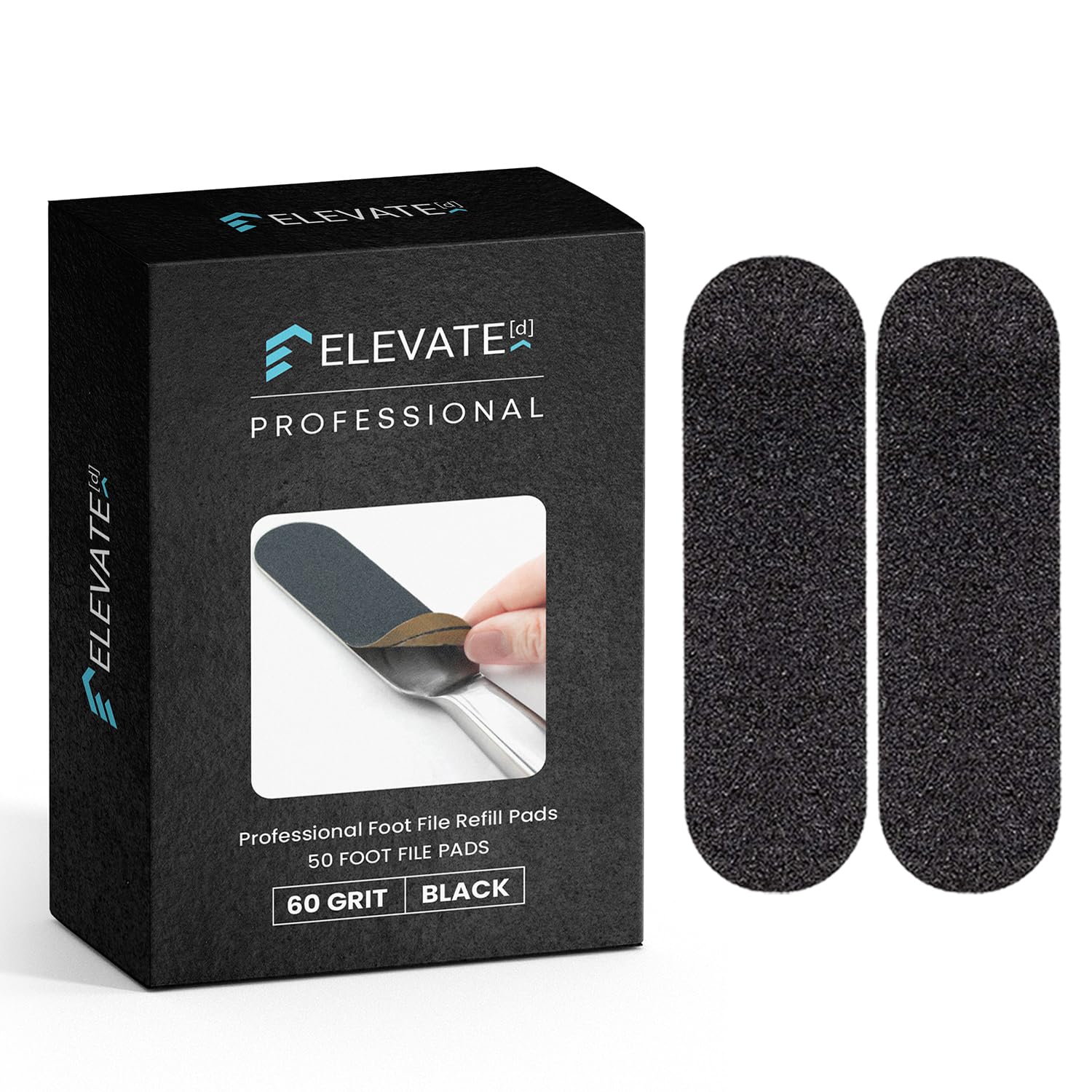 Recambios profesionales para limas de pedicura, paquete de 50 almohadillas de repuesto para limas de pies, color negro, limas desechables para pedicura, almohadillas para limas de pies con adhesivo