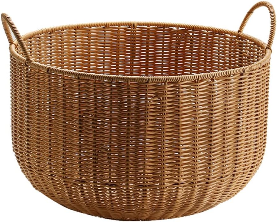 Dirty Clothes Basket Imitation Rattan Dirty Clothes Basket Hotel Bathroom Laundry Basket Dirty Clothes Storage Basket (Braun)