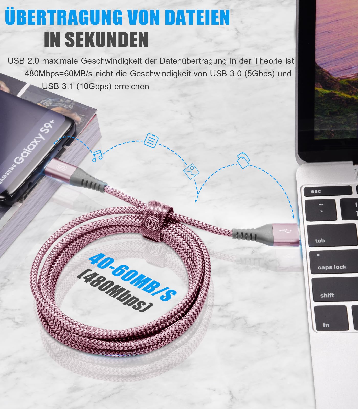 Cavo USB C [2 Pezzi 3m] Cavo USB Tipo C Ricarica Rapida 3.1A USB A a USB C Nylon per i Phone 16 15 Plus Pro Max,Samsung Galaxy S25/S24/S23/S22 a S8,Note20,M31,M30,A70,A54,A53,LG,Xiaomi,Huawei,Pixel