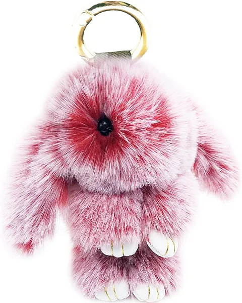 Unpafcxddyig Bunny Keychain Cute Soft Artificial fur Keychain Car Handbag Keyring