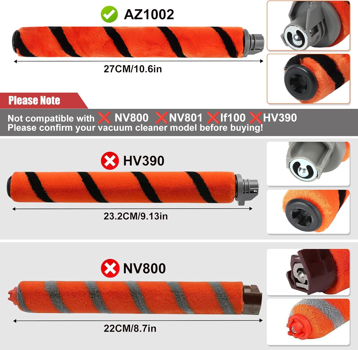 2 Pack Brushroll Replacement AX950 AX951 AX952 AZ1000 AZ1002 Compatible with Shark Apex & Duoclean Vacuum NV830 NV831 NV835 UV700 ZU700C ZU701 ZU780 ZU782 ZU785 ZU881, Part # 1173FT950 & 1395FC831