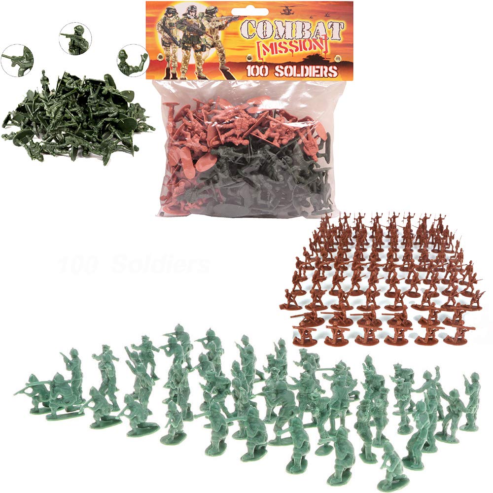 Buy 100 Piece World War II Plastic Toy Soldiers Traditional Green and