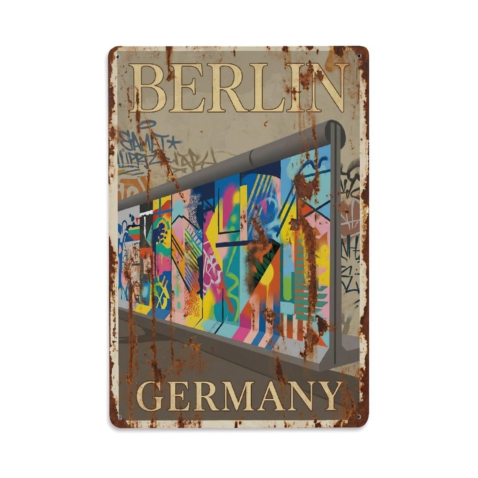 Gead 8X12inch Style Vintage Travel Berlin Germany Cosmopolitan Metal Tin Sign