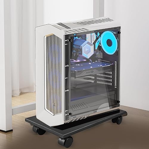 Miniatura 8 de Soporte de PC, soporte de torre para computadora con 4 ruedas giratorias - Soporte para CPU debajo del escritorio para jugadores y estudiantes,