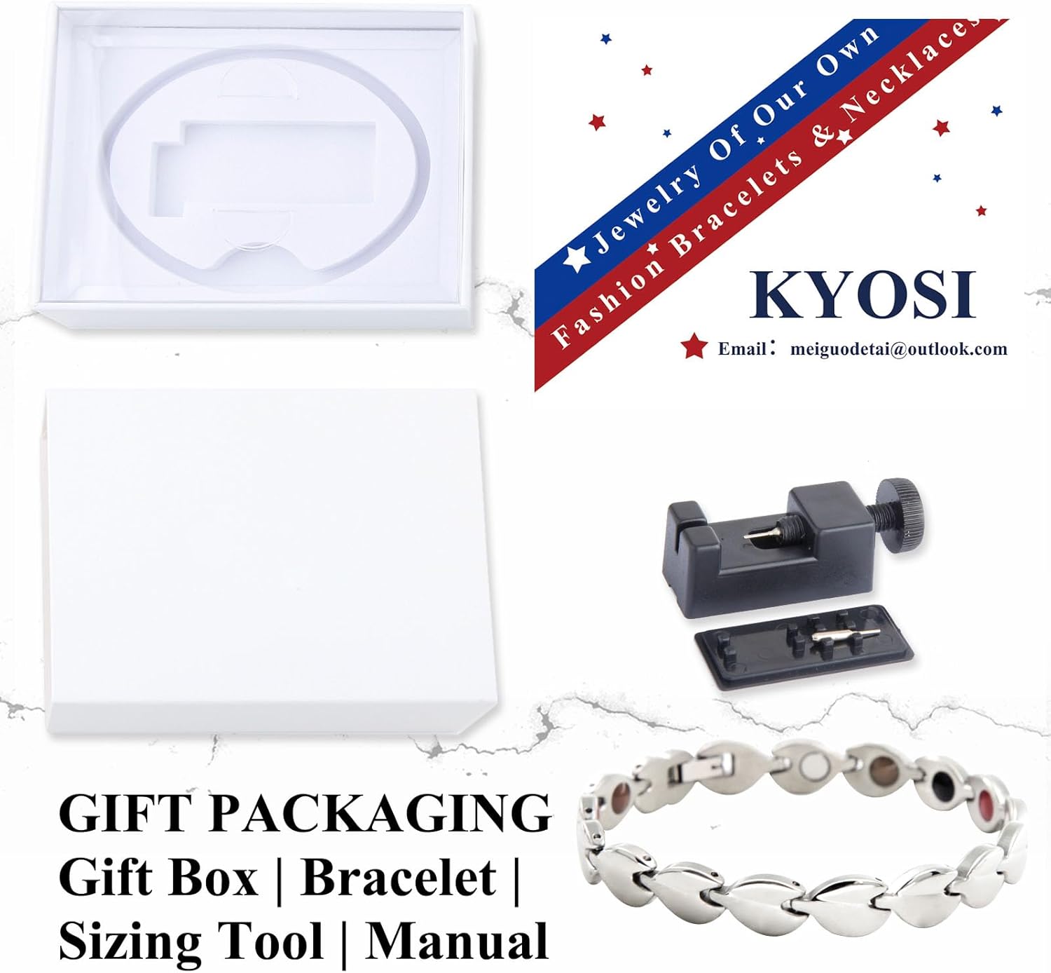KYOSI Magnetic Bracelet for Women Stainless Steel Womens Magnet Bracelets Fashion Jewelry Gift Silver Leaves - Image 6