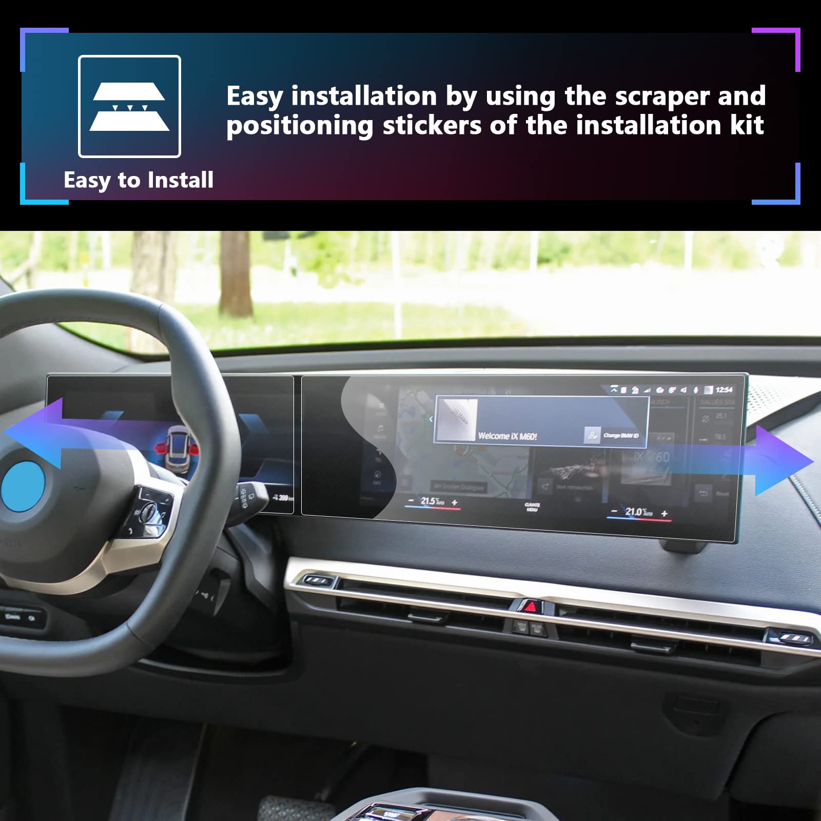 SXCY Displayschutzfolie Für 2024/2025 BMW X5/X6/X7 – 9H Gehärtetes Glas Für 14,9" Navi & 12,3" Kombiinstrument. Kratzfest & Einfach Anzubringen!