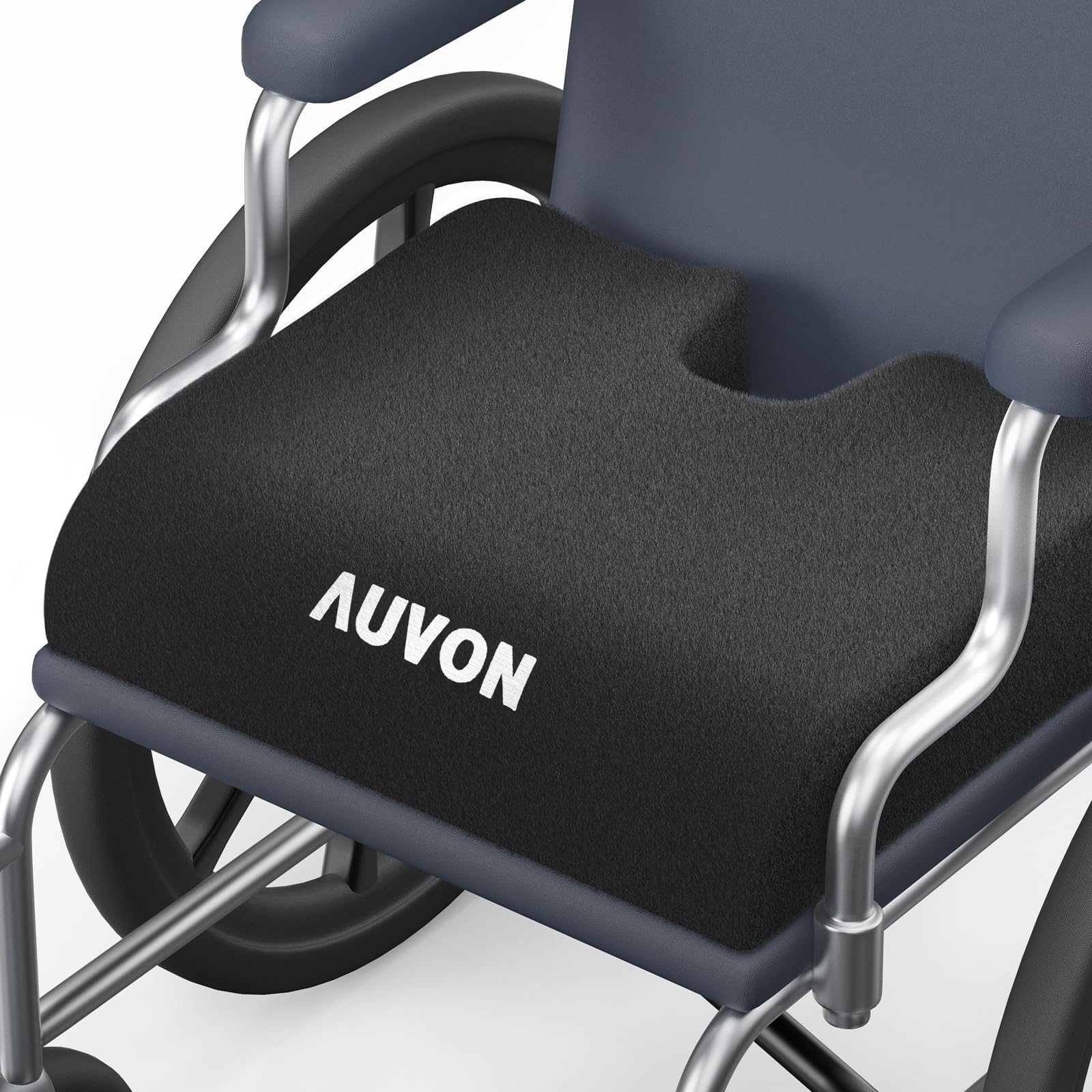 AUVON Wheelchair Seat Cushions for Sciatica, Back, Coccyx, Pressure Sore and Ulcer Pain Relief, Memory Foam Pressure Relief Cushion with Detachable Safety Strap, Breathable Fabric, Waterproof Fabric