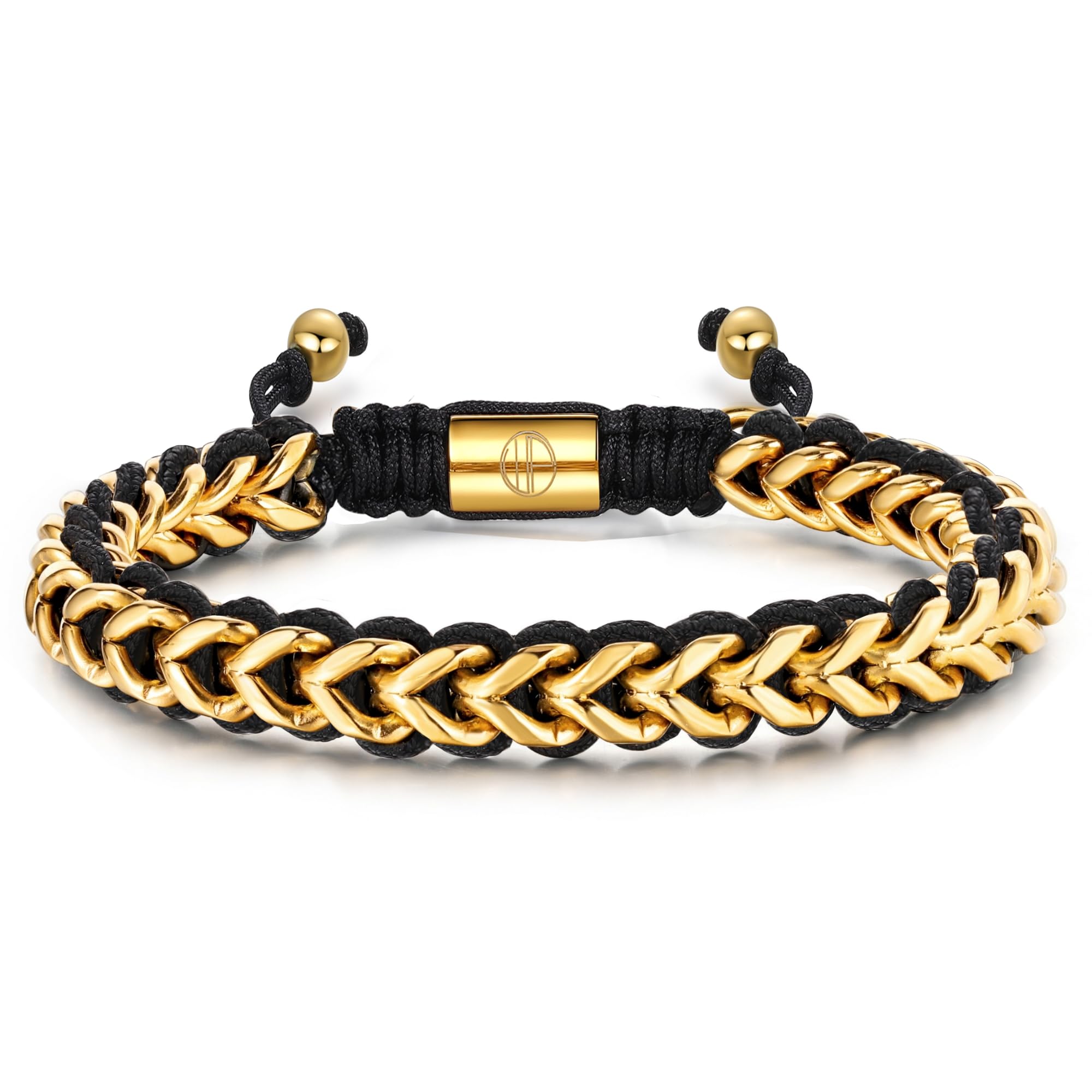 WP WEPICK Gold Bracelets for Men 18K Gold Plated Franco Link Chain Stainless Steel Bracelet Adjustable Bracelet Men Non Tarnish Mens Jewelry Birthday Gift