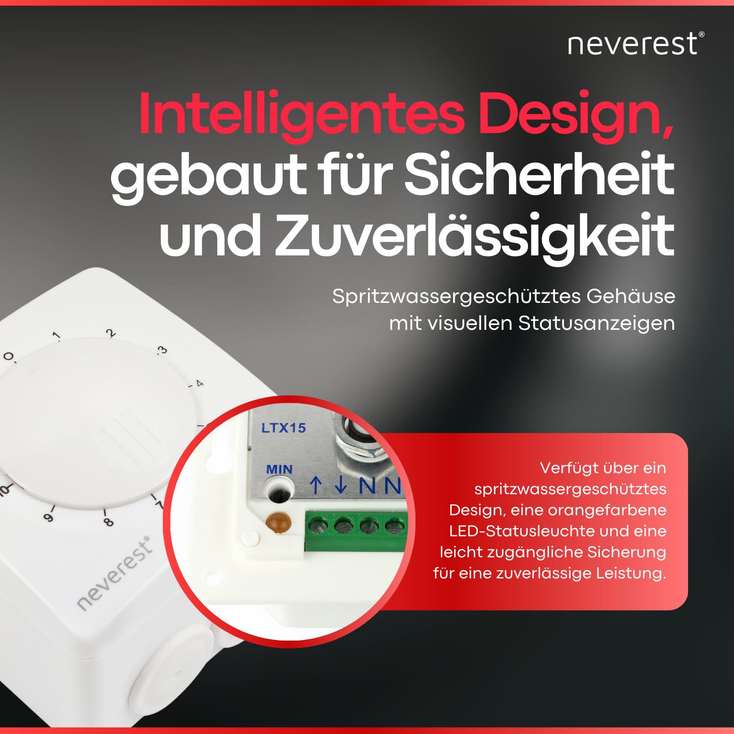neverest® Dimmer 230V 1.0 A Drehzahlregler für Ventilatoren Pumpen Motoren Aufputz/Unterputz Montage