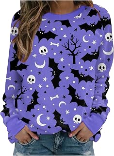 YuzRong Women's Sweatshirt Long Sleeve Tops Halloween Print Shirt For Women Loose Pullover Top Blouse Tee Long Sleeve Sweatshirt Festival Dress Role Play Tops Fun Wear