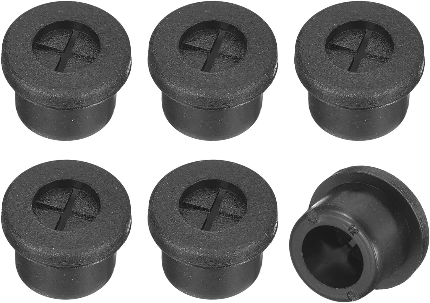 uxcell 6 Pcs Cable Cord Grommet, 1/2 Inch (12mm) Desk Grommet Flexible Rubber Grommets Wire Hole Cover Pass Through for Office Computer Desk Wire Organizer, Black