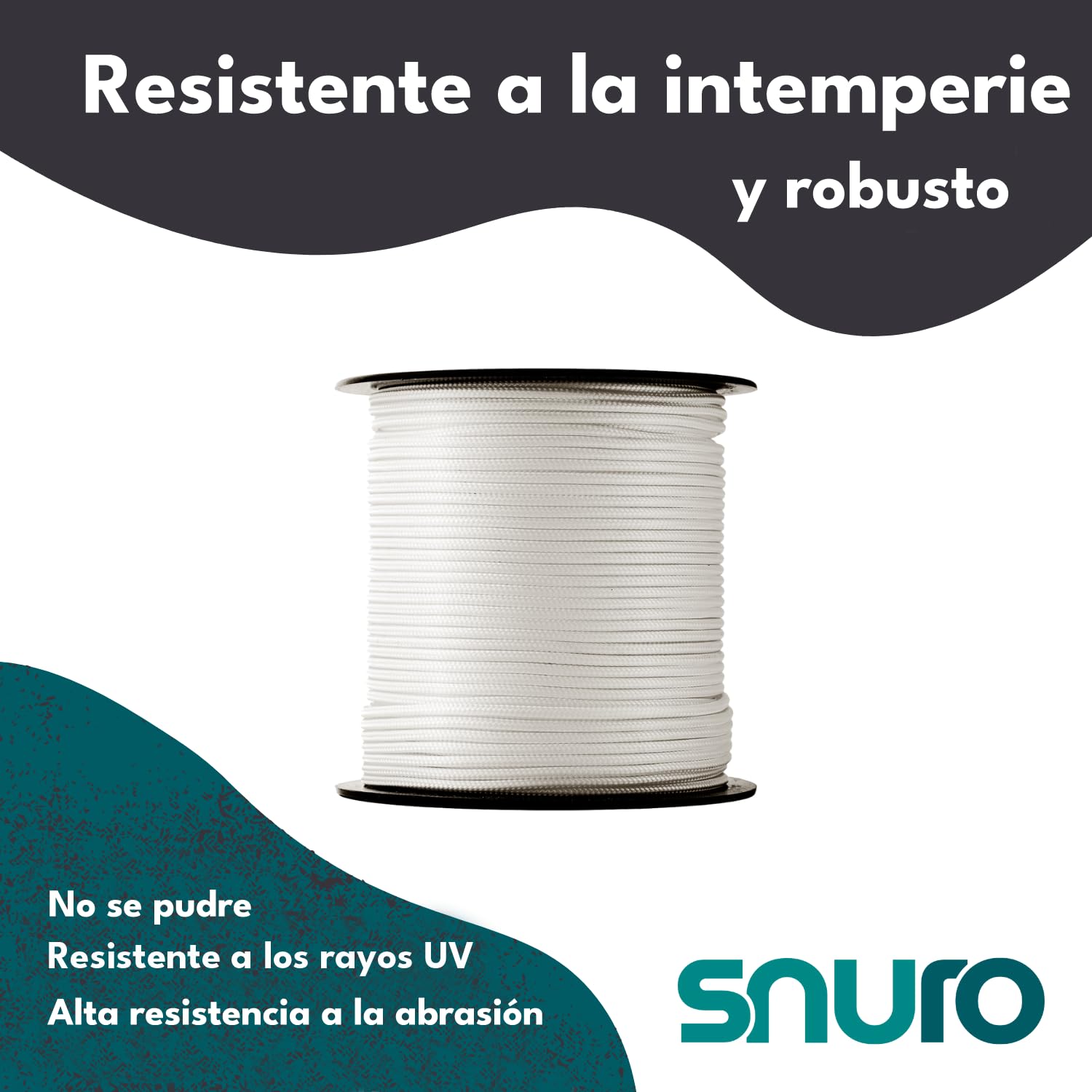 Cuerda de nailon (4 mm, 50 m, color blanco) – Cuerda de paracord con material de nailon fuerte – resistente al desgarro y ligera