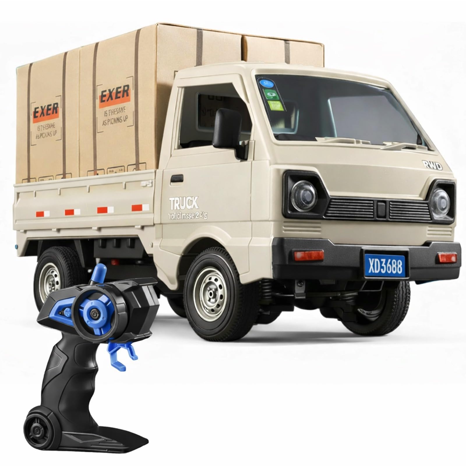 Zivvy Remote Control Truck Toy Green | Dumper Truck | 2.4G Truck Toy Car with Opening Doors, LED Lights, Sound & Spray | High-Speed Rechargeable Toy Truck | Gift for Boys & Girls 5–14 Years