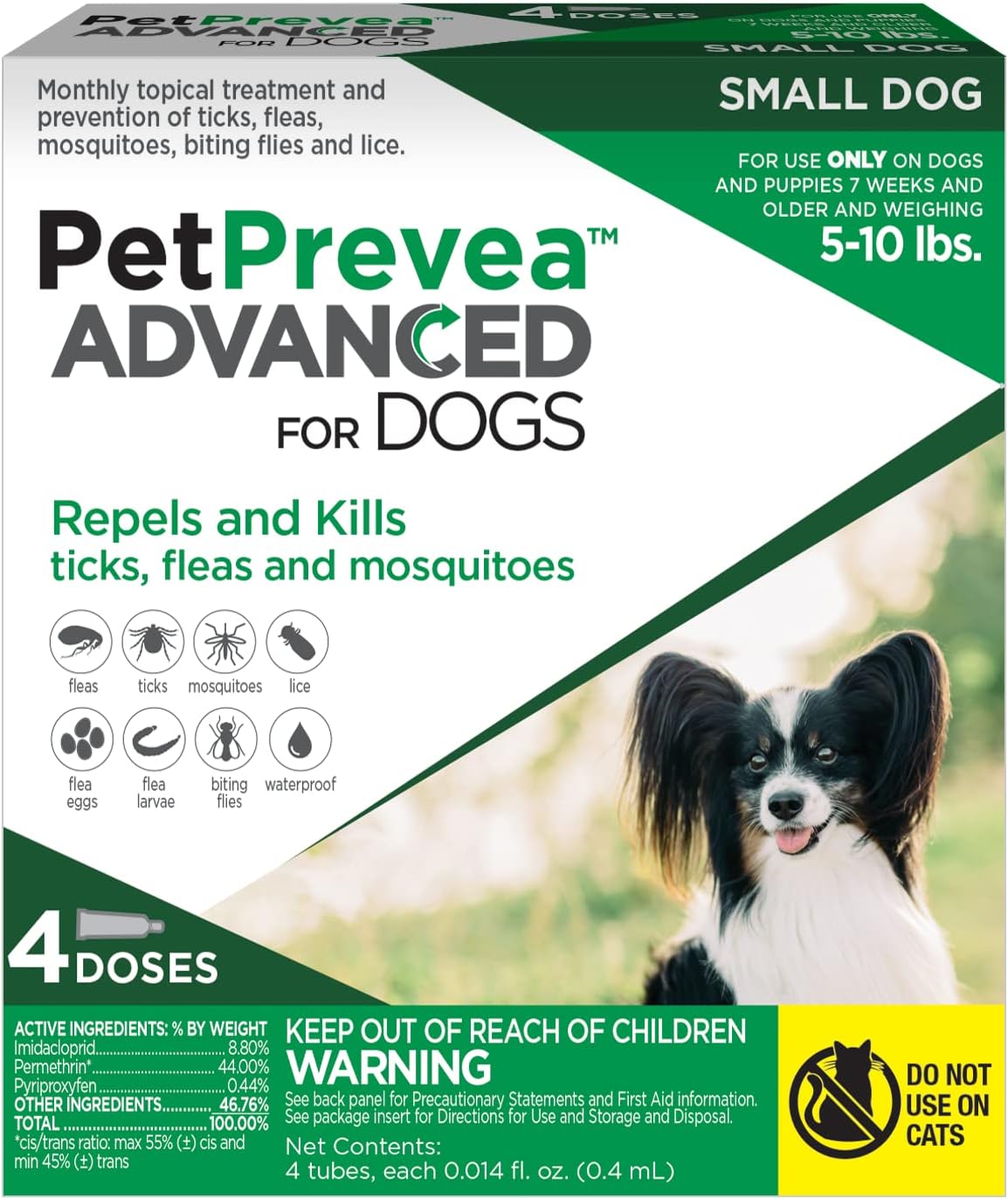 Advanced for Dogs | Repels & Kills Fleas, Ticks & Mosquitoes | Convenient & Easy to Apply | Fast-Acting & Long-Lasting | For Dogs 5 to 10 lbs – 4 Doses