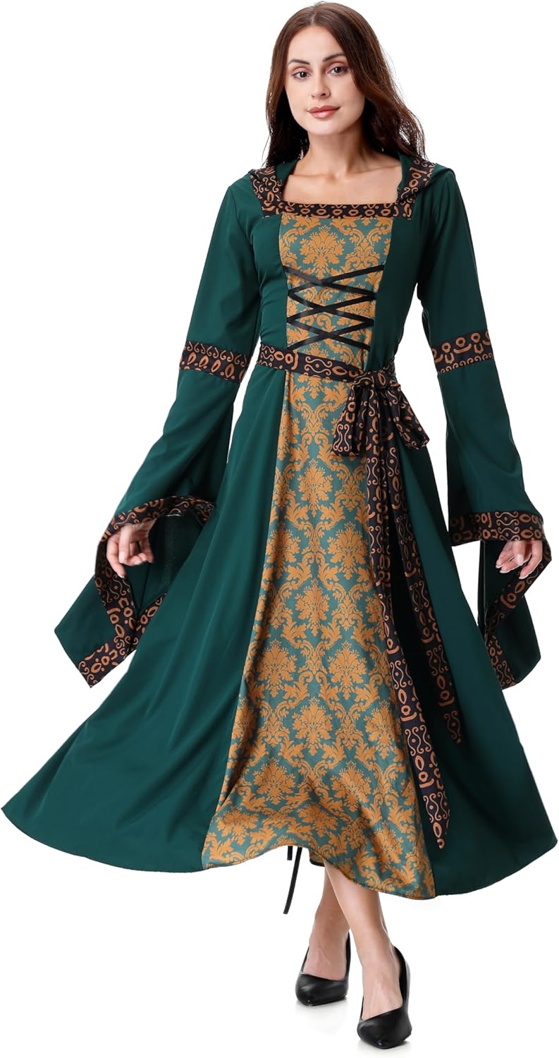 Colorful House Womens Medieval Renaissance Princess Retro Gown Cosplay Costume Dress