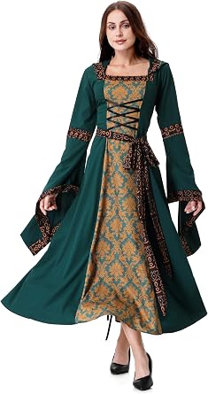 Colorful House Womens Medieval Renaissance Princess Retro Gown Cosplay Costume Dress