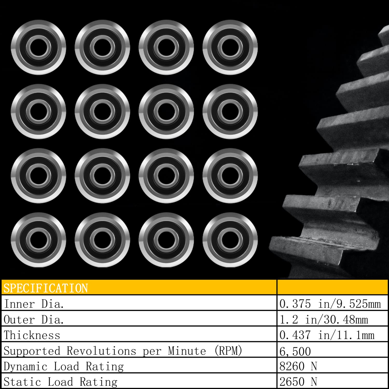 Camoo 16pcs RM2-2RS 3/8 '' Rodamiento de bolas de rodillos V Groove Línea sellada Rodamiento de rodillos de pista