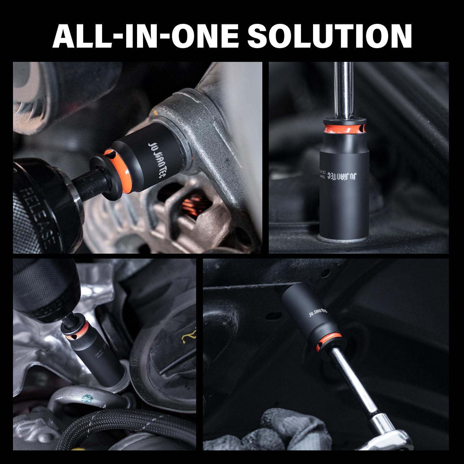 48-Piece 1/4" Drive Impact Socket Set, SAE & Metric (3/16"-9/16" & 4-15mm), Shallow & Deep Sockets Kit, 6-Point, Premium Cr-Mo Steel for Auto Repair, Sturdy Storage Case