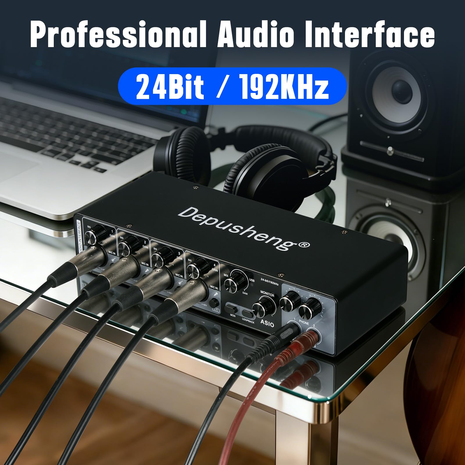 Depusheng USB Audio Interface with ASIO Drivers 4 Channel | Grabación de Audio