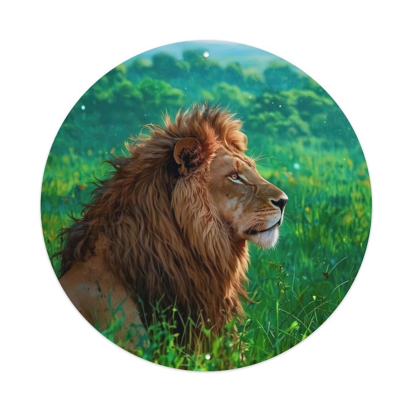 Cwbufd Vintage Style Lion King Majestic Mane Detailed Fur Nature Ambiance Wildlife Art Vintage Metal Tin Sign Plaque Wall Decor For Cafe, Club Bar, Office, Garden Metal Poster 8X8inch