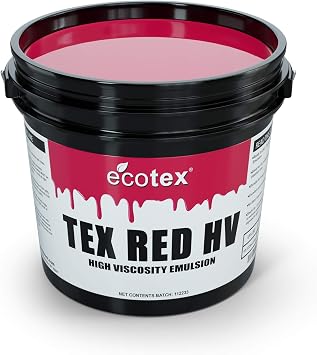 Ecotex Tex Red HV Emulsion Quart - 32oz. - High Viscosity Pre-Sensitized Screen Printing Emulsion, for Plastisol and UV Inks, Silk Screens, Textiles, and Fabric - Screen Printing Supplies