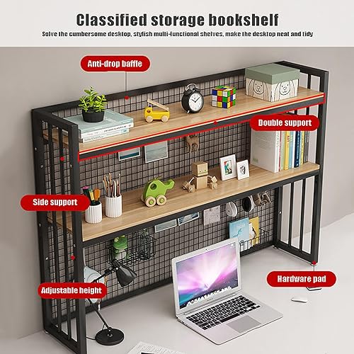 Miniatura 3 de Estantería de escritorio de 2 niveles para escritorio de computadora, estantería de madera para encimera, estantería de escritorio para computadora,