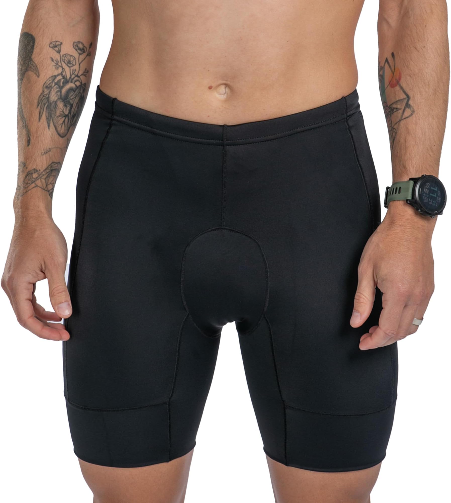 Men’s Core 7-Inch Tri Shorts, Quick Dry Performance Triathlon Shorts with Cycling Chamois Pad, Pockets & UPF 50+ Fabric