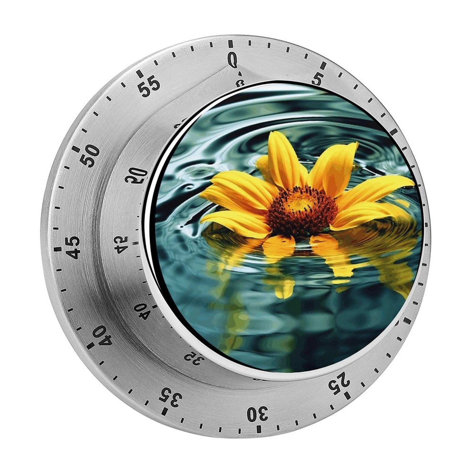 Adfgyerh Style Sunflower In Water Timer For Cooking, Kitchen Timer Magnetic No Batteries Required, Mechanical Timer With Loud Alarm, For Fitness Baking Exercise Oven