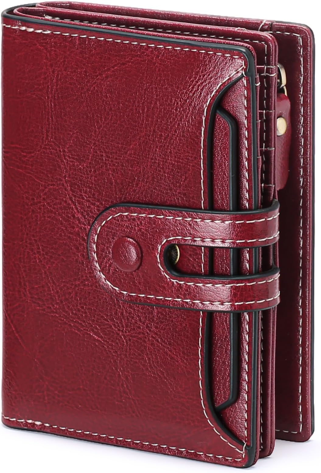 Small Wallet Women Rfid Blocking Genuine Leather Compact Bifold Card Holder for Women with Zipper Coin Pocket 2 ID Windows