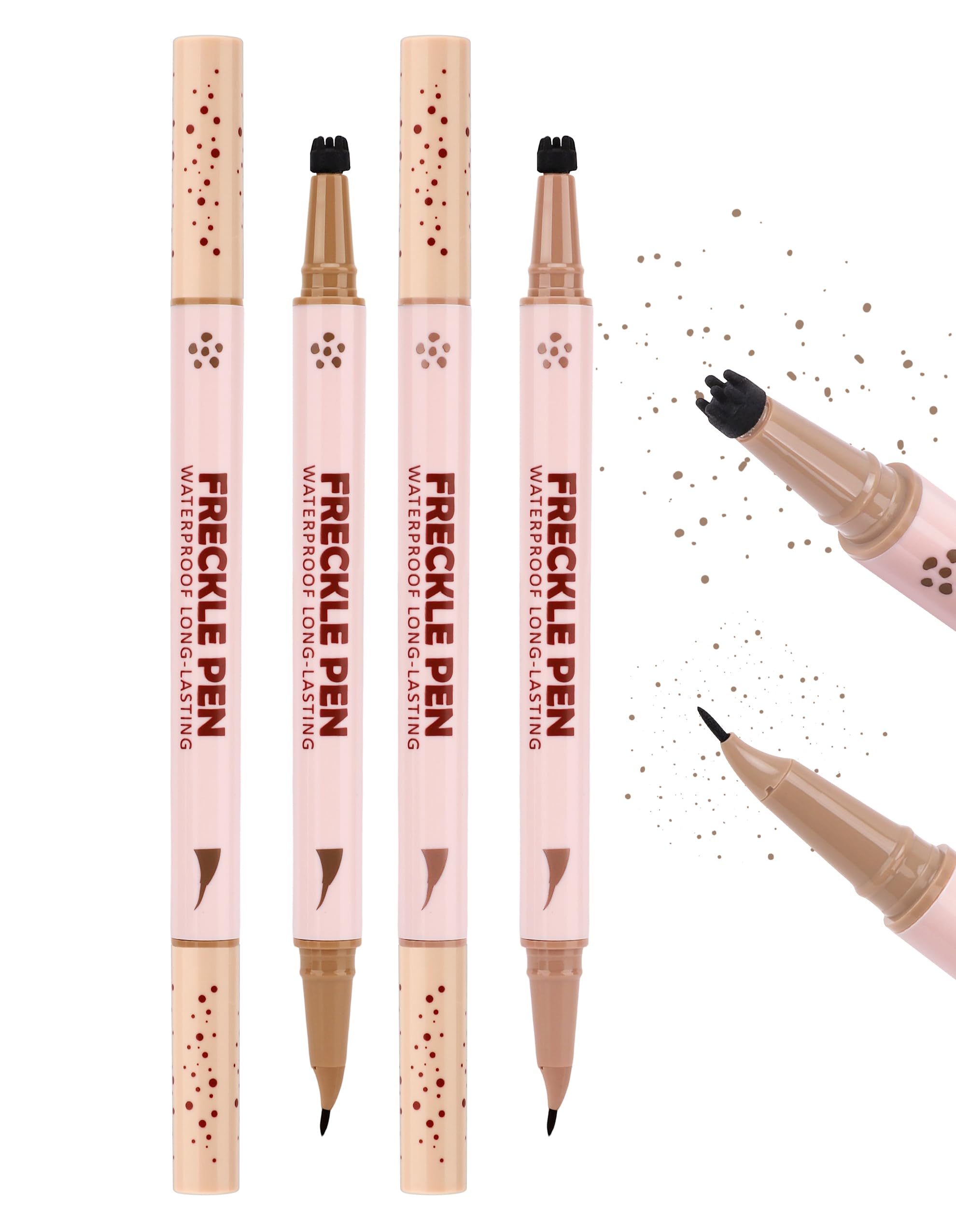 Erinde 2 in 1 Doppia Punta Penna per Lentiggini & Tampone per Lentiggini, Impermeabile e Durevole Freckle Tattoo, con Punta Precisa a 15°, Realistico Tatuaggio Liquido Naturale per Lentiggini #01+02
