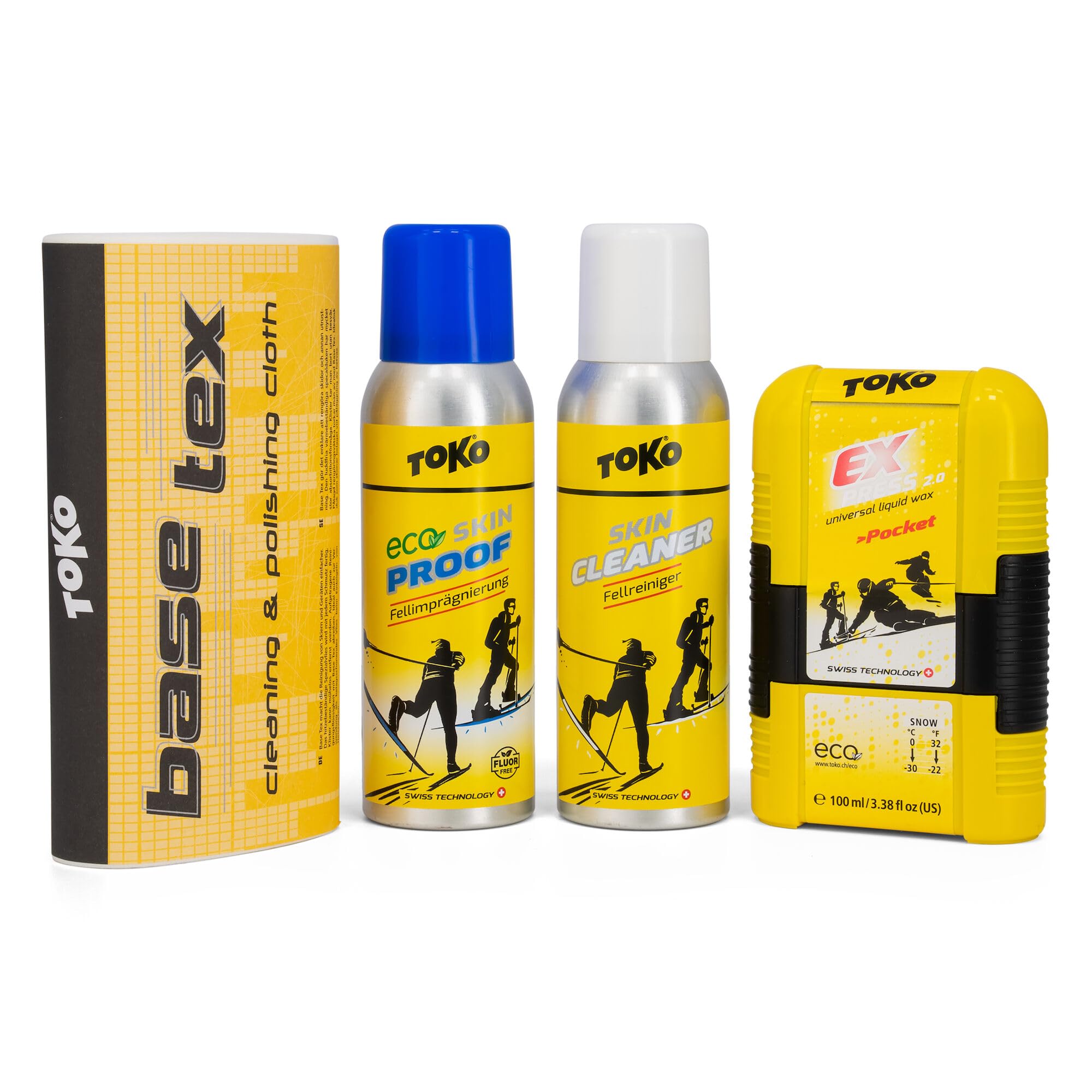 TOKO Skin Ski Care Kit per sci nordico e sci di fondo – Cleaner, Skinproof, Express Pocket & Base Tex