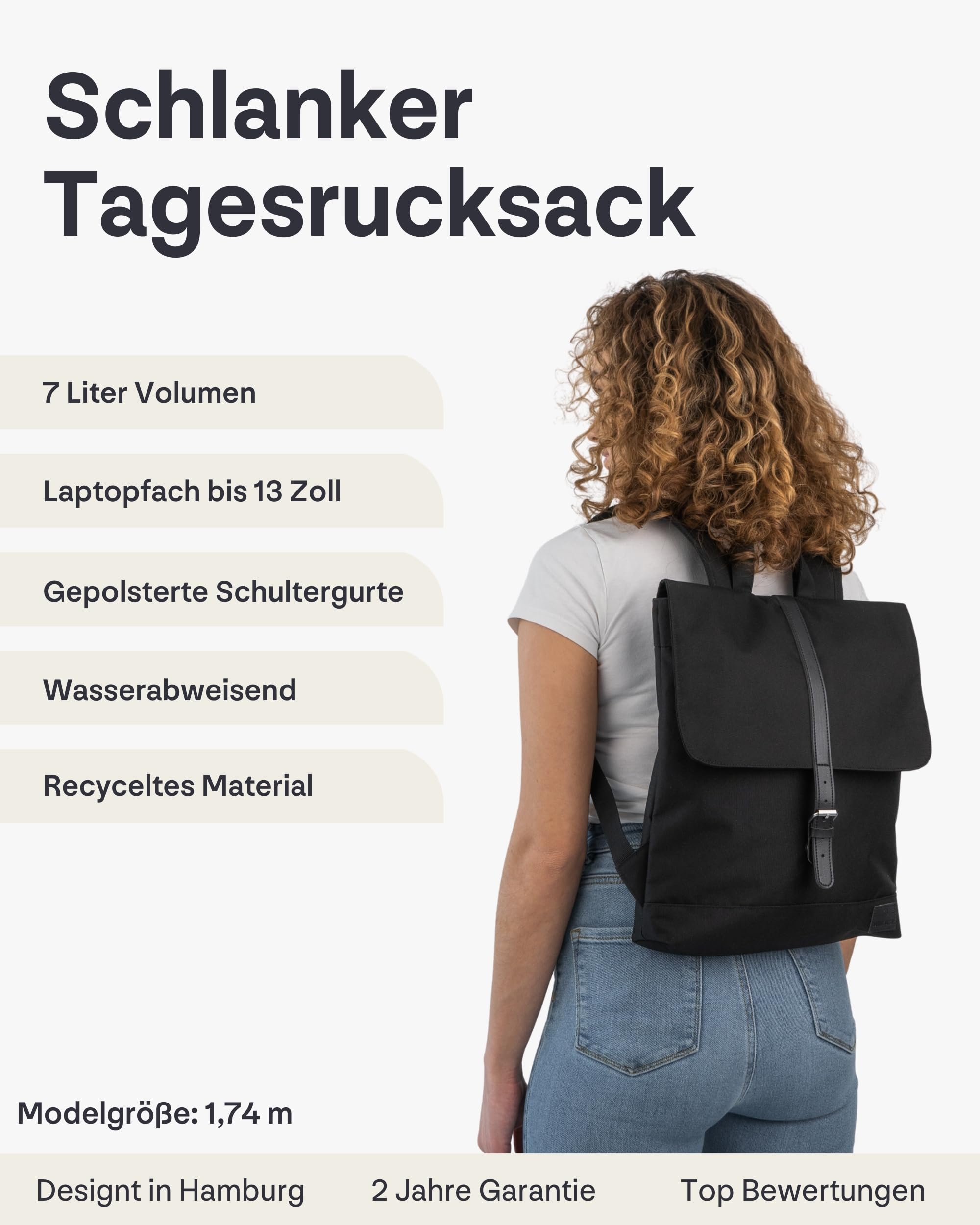Johnny Urban Rucksack Damen - Mia - Schlanke Tasche mit Laptopfach - Aus Recyceltem PET - 7L - Wasserabweisend - Sand