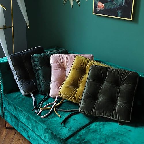 Miniatura 6 de vctops Almohadillas de terciopelo suave con lazos, cómodo cojín de asiento sólido para sillas de comedor, sillas de oficina, suelos de madera dura