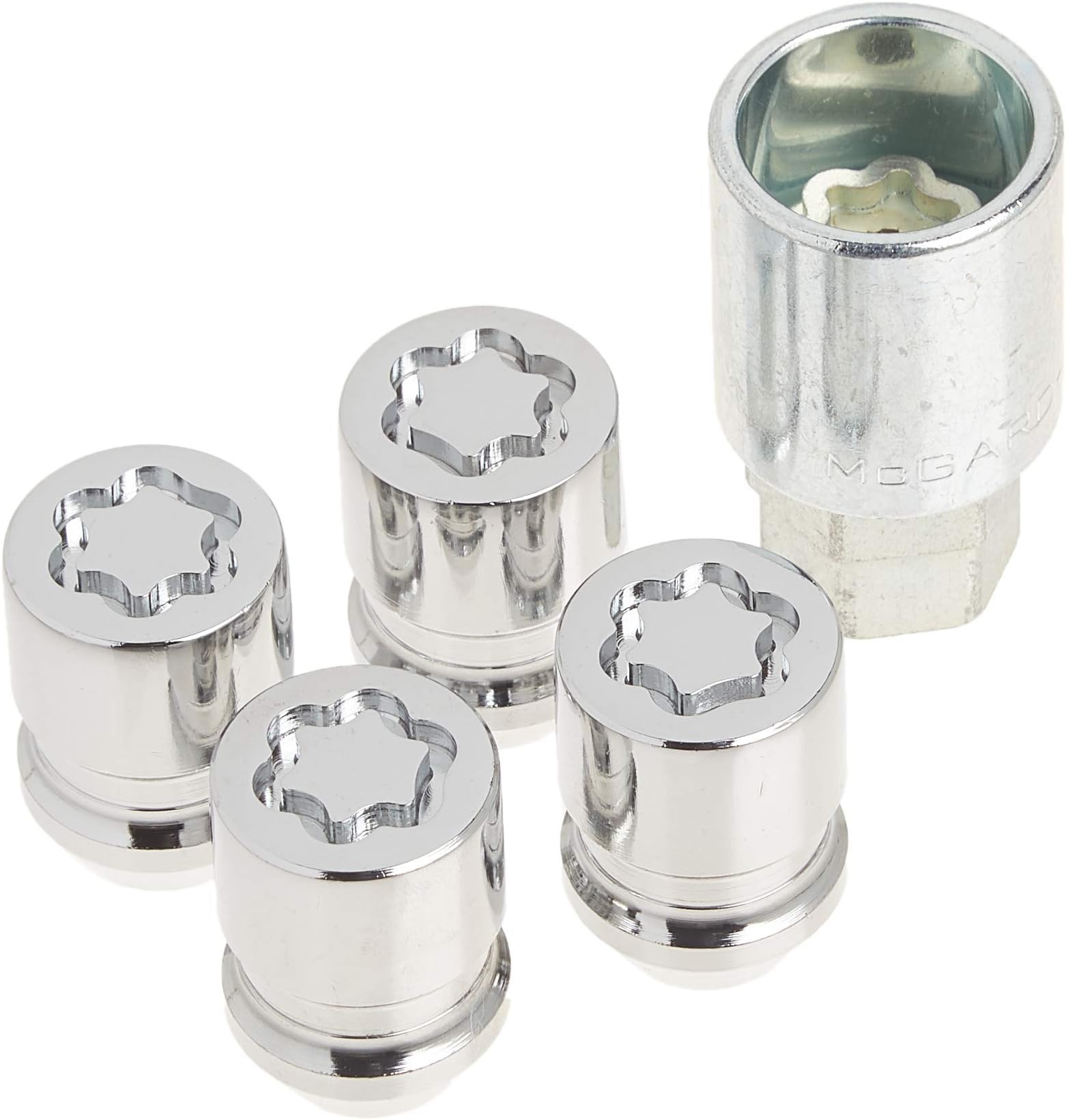 MCGARD 24157 Chrome Cone Seat Wheel Locks (M12 x 1.5 Thread Size) 4 Locks / 1 Key, Wheel Locks